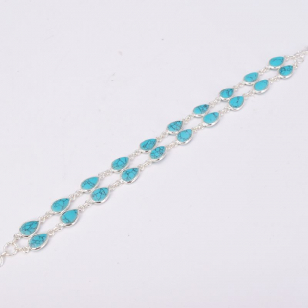 Bratara din argint dubla cu turcoaz 18-20 cm [2]