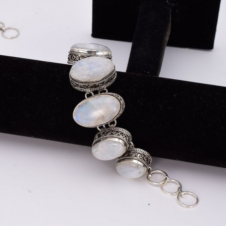 Bratara din argint masiv cu piatra lunii, model filigran [2]