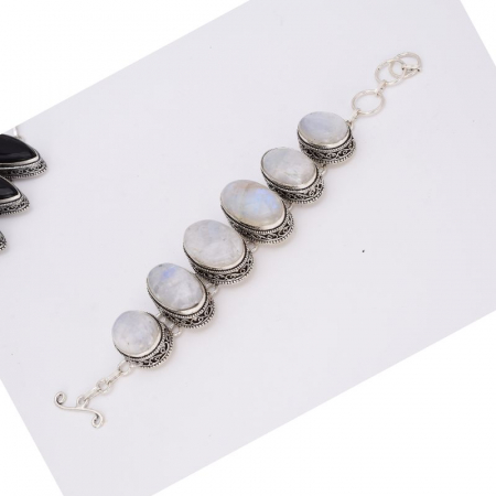 Bratara din argint masiv cu piatra lunii, model filigran [1]