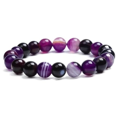 Bratari barbati - Bratara elastica cu agat violet 8 mm