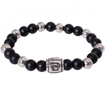 Bratari pietre semipretioase - Bratara elastica barbati - inox, pietre semipretioase onix
