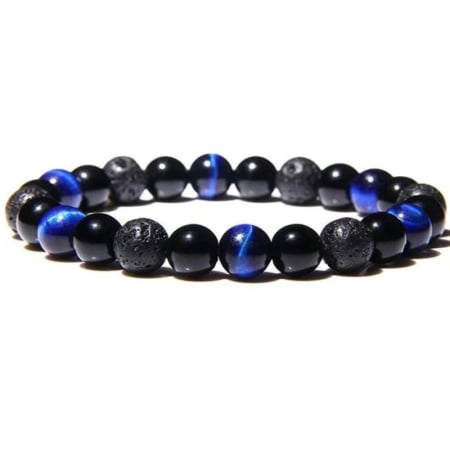 Bratari barbati - Bratara Claritate si Protectie - onix, ochi de tigru albastru, lava vulcanica