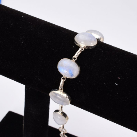 Bratara cu piatra lunii oval, para din argint [2]