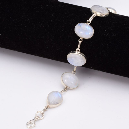 Bratara cu piatra lunii oval, para din argint [5]