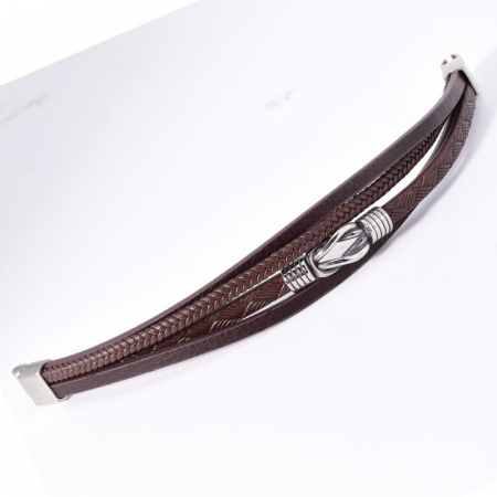 Bratara piele maro x 4, otel inoxidabil, lungie 21 cm [1]