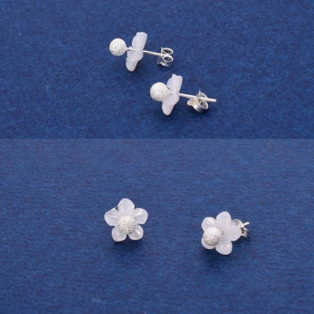 Cercei argint 2 in 1 - Margarete cu petale de sidef detasabile [2]