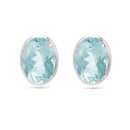 Cercei argint cu acvamarin natural, ovali, tija si fluturas [0]