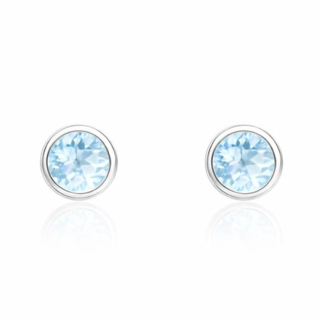 Cercei argint cu acvamarin natural, rotund