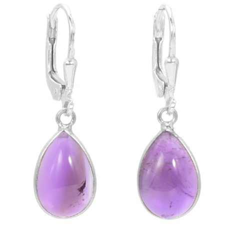 Cercei argint cu pietre - Cercei argint cu ametist, tortita leverback