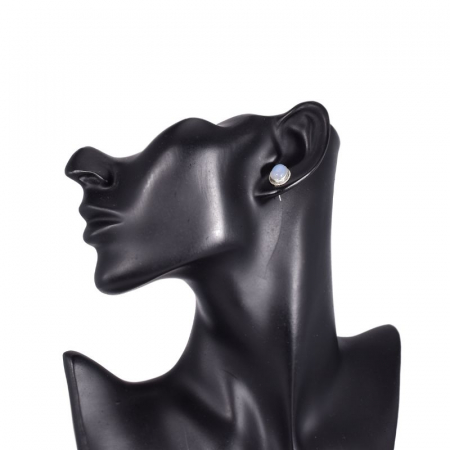 Cercei argint cu calcedonia aqua pe ureche [2]