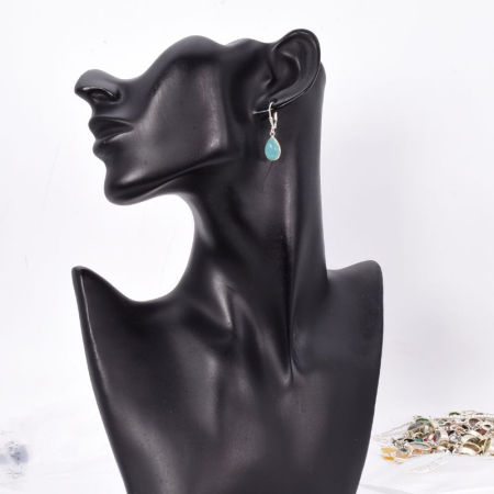 Cercei argint cu calcedonia aqua, tortita leverback [1]