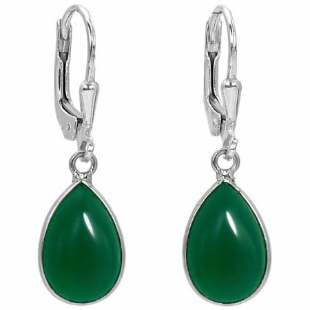 Bijuterii onix - Cercei argint cu onix verde, tortita leverback