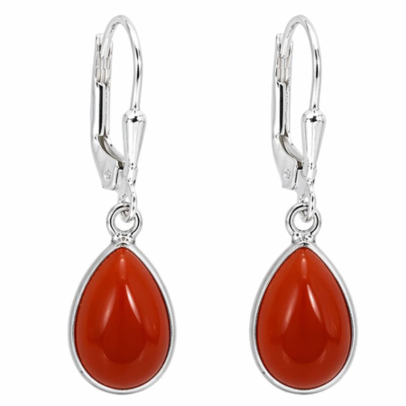 Cercei argint cu carneol, tortita leverback