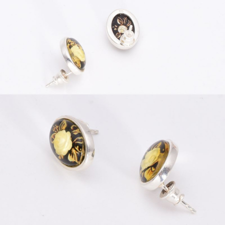 Cercei argint cu chihlimbar cameo Trandafiri [3]