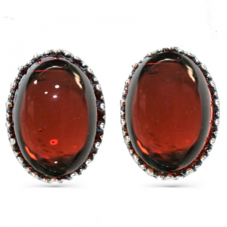 Bijuterii chihlimbar - Cercei argint cu chihlimbar cherry Scarlet
