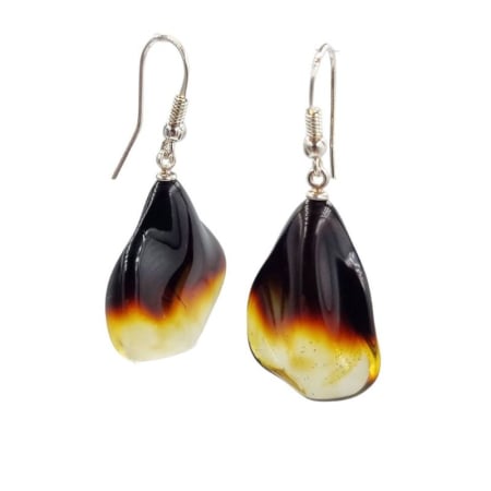 Cercei argint lungi - Cercei argint cu chihlimbar ombre Golden Sunset