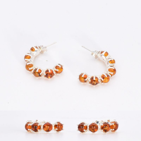 Cercei argint cu chihlimbar, semicerc [2]