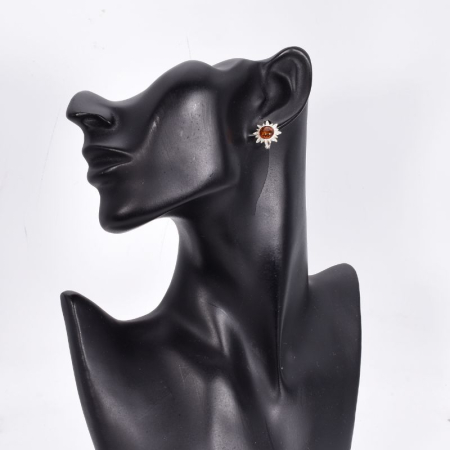 Cercei argint cu chihlimbar Soare, tortita omega [1]