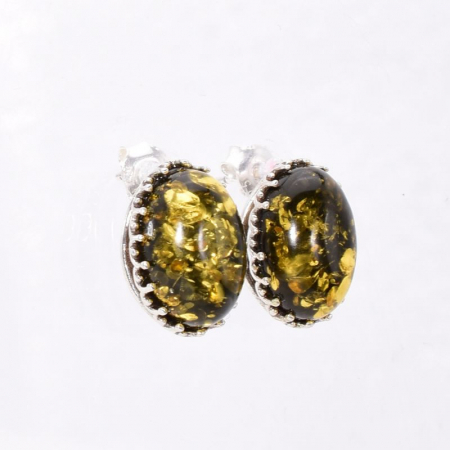 Cercei argint cu chihlimbar verde Olivine [4]