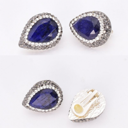 Cercei argint rodiat cu clips - safir, hematit, CZ [2]