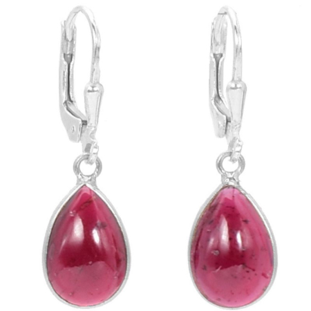 Bijuterii granat - Cercei argint cu granat, tortita leverback