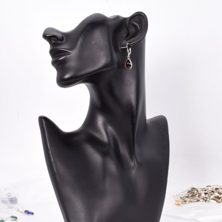 Cercei argint cu granat, tortita leverback [1]