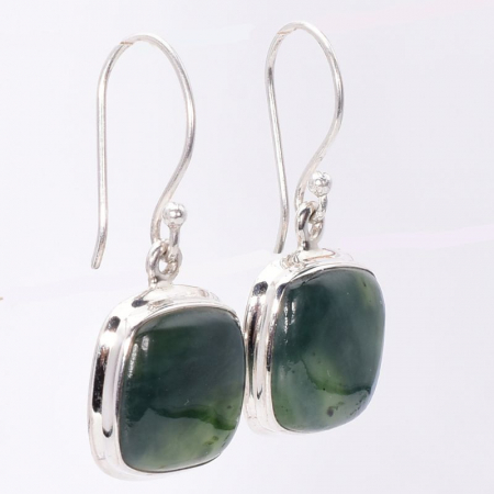 Cercei argint cu jad verde patrat Inima Padurii [2]
