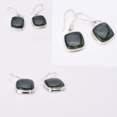 Cercei argint cu jad verde patrat Inima Padurii [3]