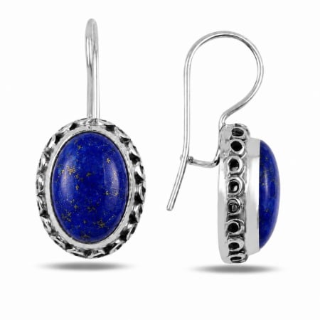 Bijuterii pietre semipretioase - Cercei argint cu tortita, lapis lazuli Arabesque