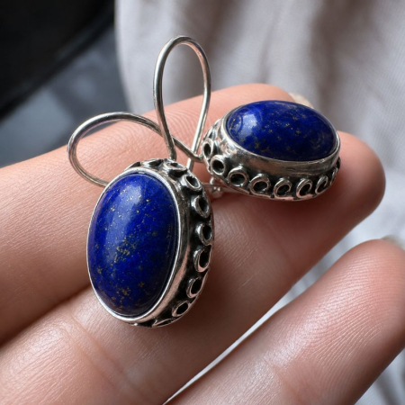 Cercei argint cu tortita, lapis lazuli Arabesque [2]
