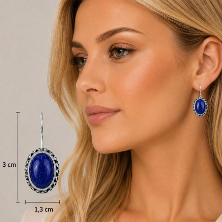 Cercei argint cu tortita, lapis lazuli Arabesque [1]
