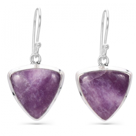 Cercei argint cu pietre - Cercei argint cu lepidolit Triunghiul Violet