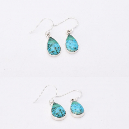 Cercei argint cu malachit in crisocola para Energie Tropicala [2]