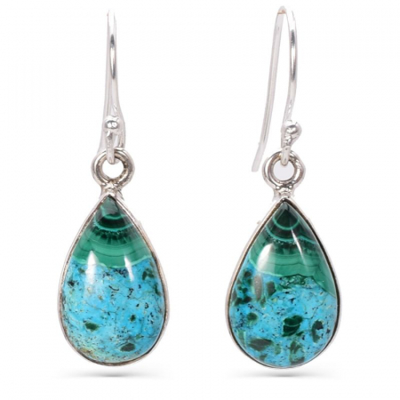 Cercei argint cu malachit in crisocola para Energie Tropicala [0]