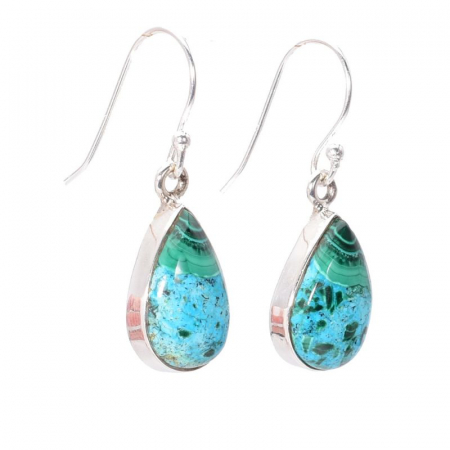 Cercei argint cu malachit in crisocola para Energie Tropicala [1]