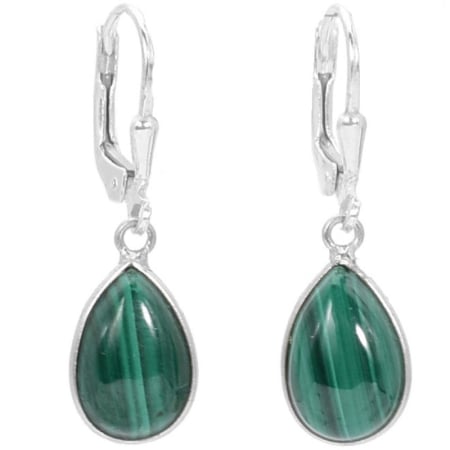 Cercei argint cu malachit, tortita leverback