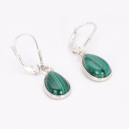 Cercei argint cu malachit, tortita leverback [2]