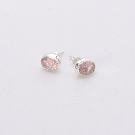 Cercei argint cu morganit oval fatetat Eleganta [2]