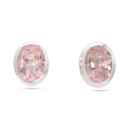 Cercei argint cu morganit oval fatetat Eleganta [0]