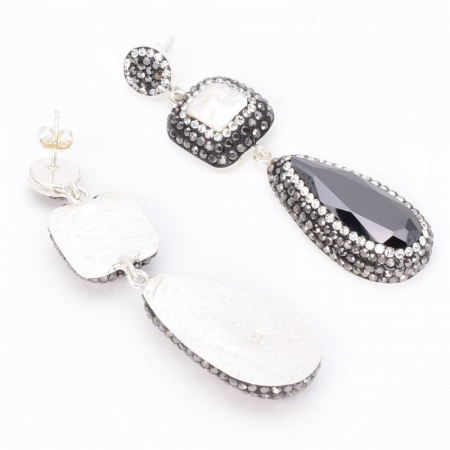 Cercei argint cu onix, perle, hematit, CZ Eleganta Suprema [4]