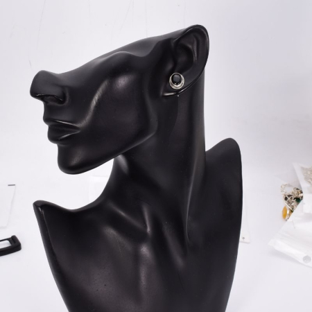 Cercei argint cu onix negru, funie rasucita [1]