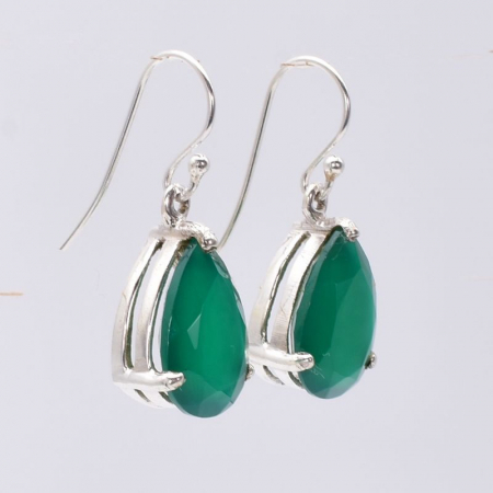Cercei argint cu onix verde fatetat, para [2]