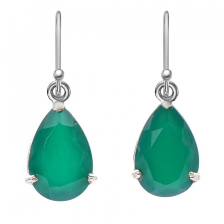 Cercei argint cu onix verde fatetat, para [0]