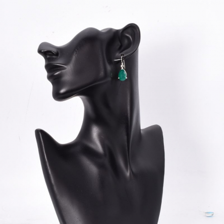 Cercei argint cu onix verde fatetat, para [1]