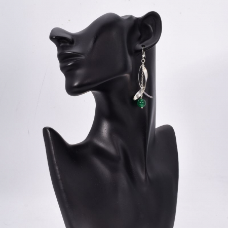 Cercei argint cu onix verde margele Spirala Timpului [1]