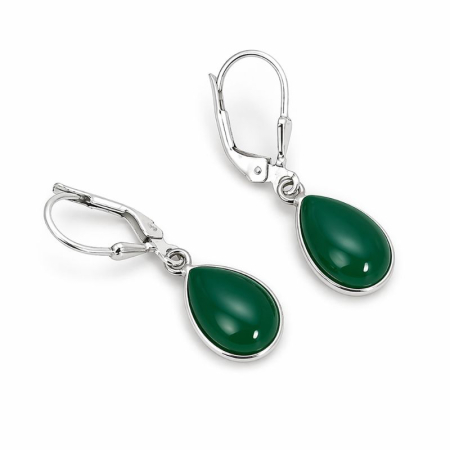 Cercei argint cu onix verde, tortita leverback [2]
