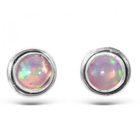 Cercei argint cu opal etiopian rotund, pe ureche [0]