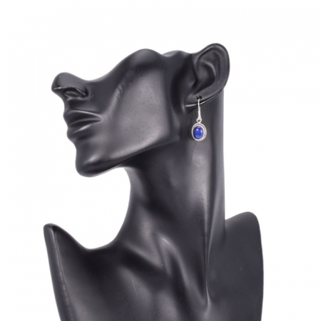 Cercei argint cu piatră lapis lazuli, model funie rasucita [2]