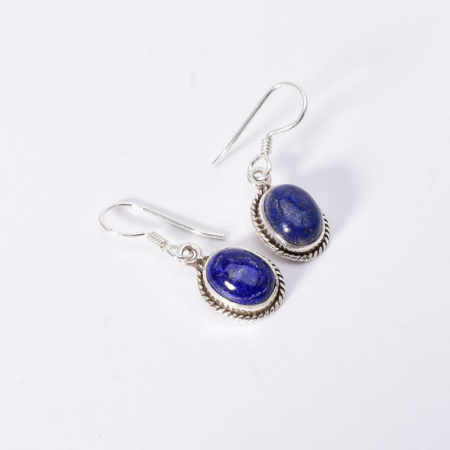 Cercei argint cu piatră lapis lazuli, model funie rasucita [1]