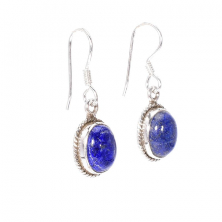 Cercei argint cu piatră lapis lazuli, model funie rasucita [3]